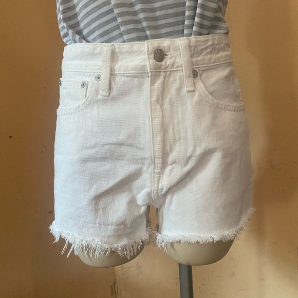 Madewell White High Waist Shorts Crisp Denim Style - Picture 3 of 14